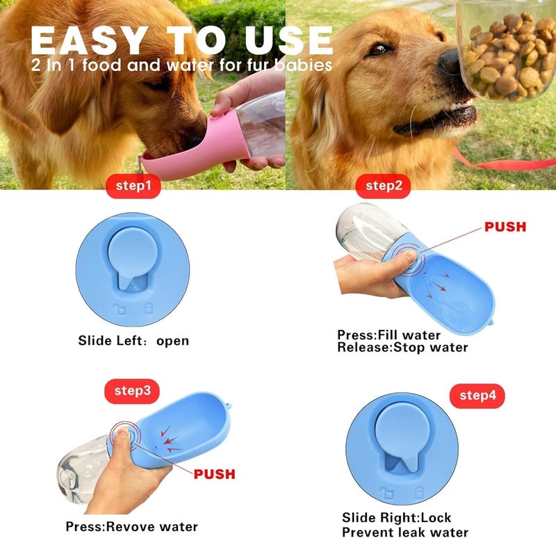AVELORA Dog Water Bottle with Food Container, Portable Pet Dog Water Dispenser for Outdoor Walking,Hiking,Travel,Puppy Essentials,Puppy Supplies,Replaceable Waste Bags - Image 4
